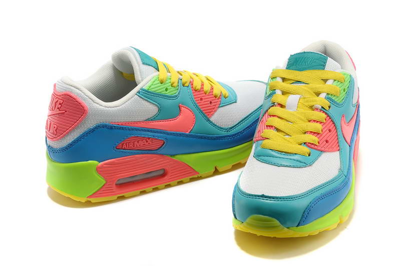 Nike Air Max 90 Chaussures Femmes arc-Blanc Rose Bleu Orange (2)